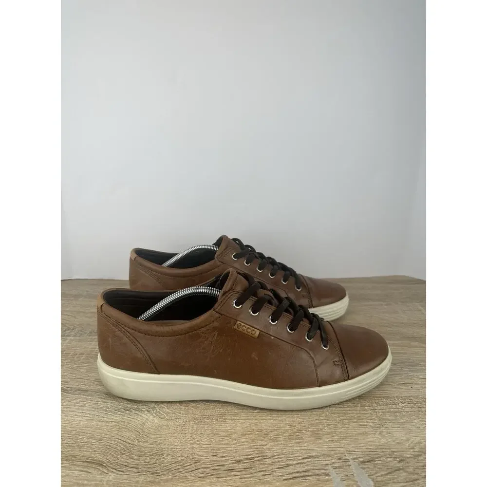 ECCO Men’s Brown Leather Sneakers EU 46 US 12-12.5 Comfort Casual Lace Up